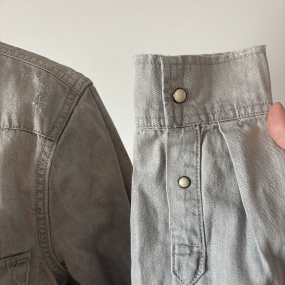 Allsaints Womens Long Sleeve Gray Shirt Sz 10 US Snap Button Edgy Grunge Capsule - Picture 13 of 16